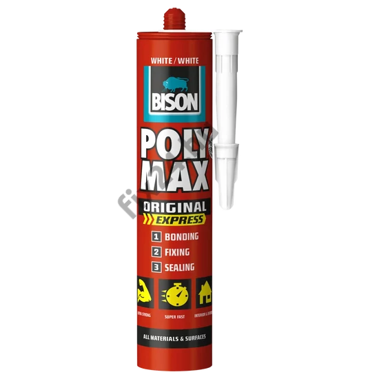 BISON Poly Max expressz fehér tömítő, SM polymer ragasztó, 425g