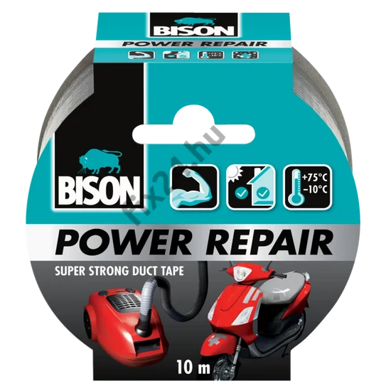 BISON Power Repair szöveterősített ragasztószalag, szürke, 10m