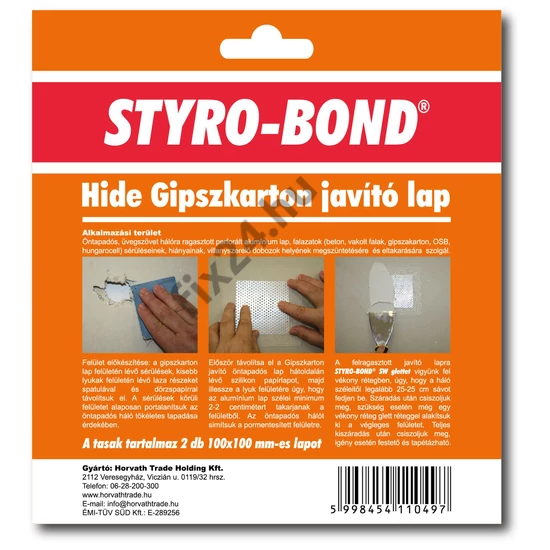 STYRO-BOND GIPSZKARTONJAV LAP 10X10 CM 2 DB/TASAK